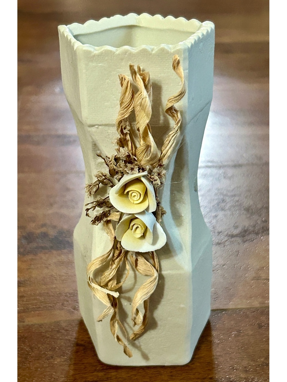 Cassar's Home Collection Decorative Ceramic Vase with Floral Accent